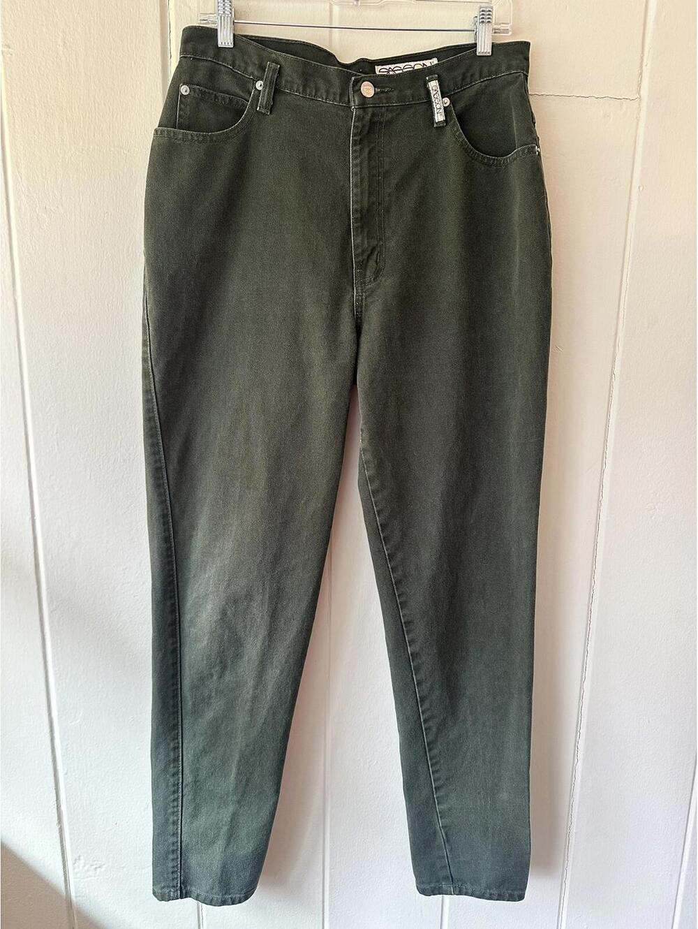 Sasson Vintage Olive Green High Waisted Mom Jeans Size 15/16